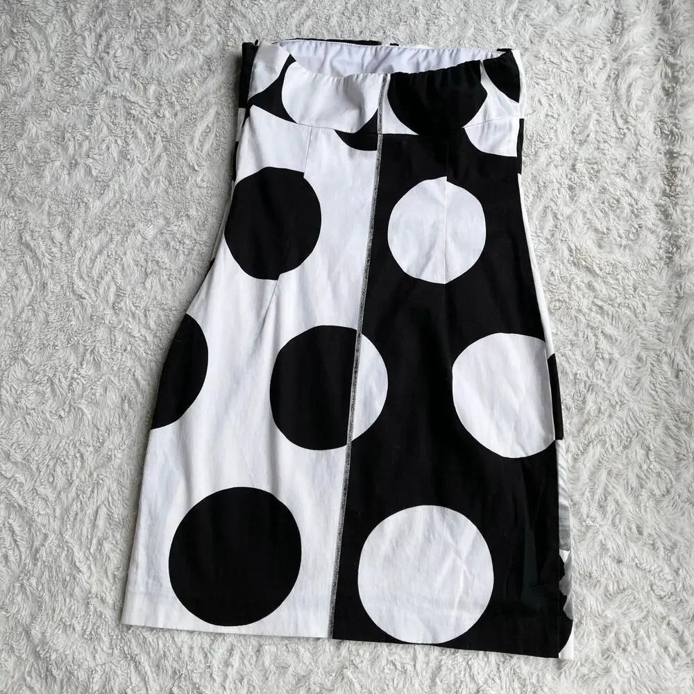 Cache strapless polka dot flower mini dress white black floral vintage Y2K 4 - Picture 12 of 16